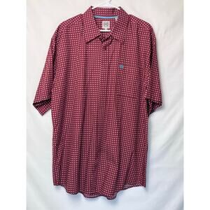 Cinch Men's XL Red Geometric Print Short Sleeve Western Cowboy Vacation Shirt